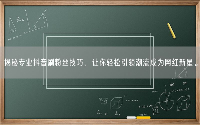 揭秘专业抖音刷粉丝技巧，让你轻松引领潮流成为网红新星。